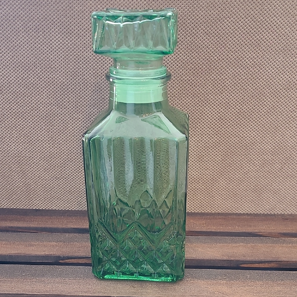 Green Glass Decanter with Stopper